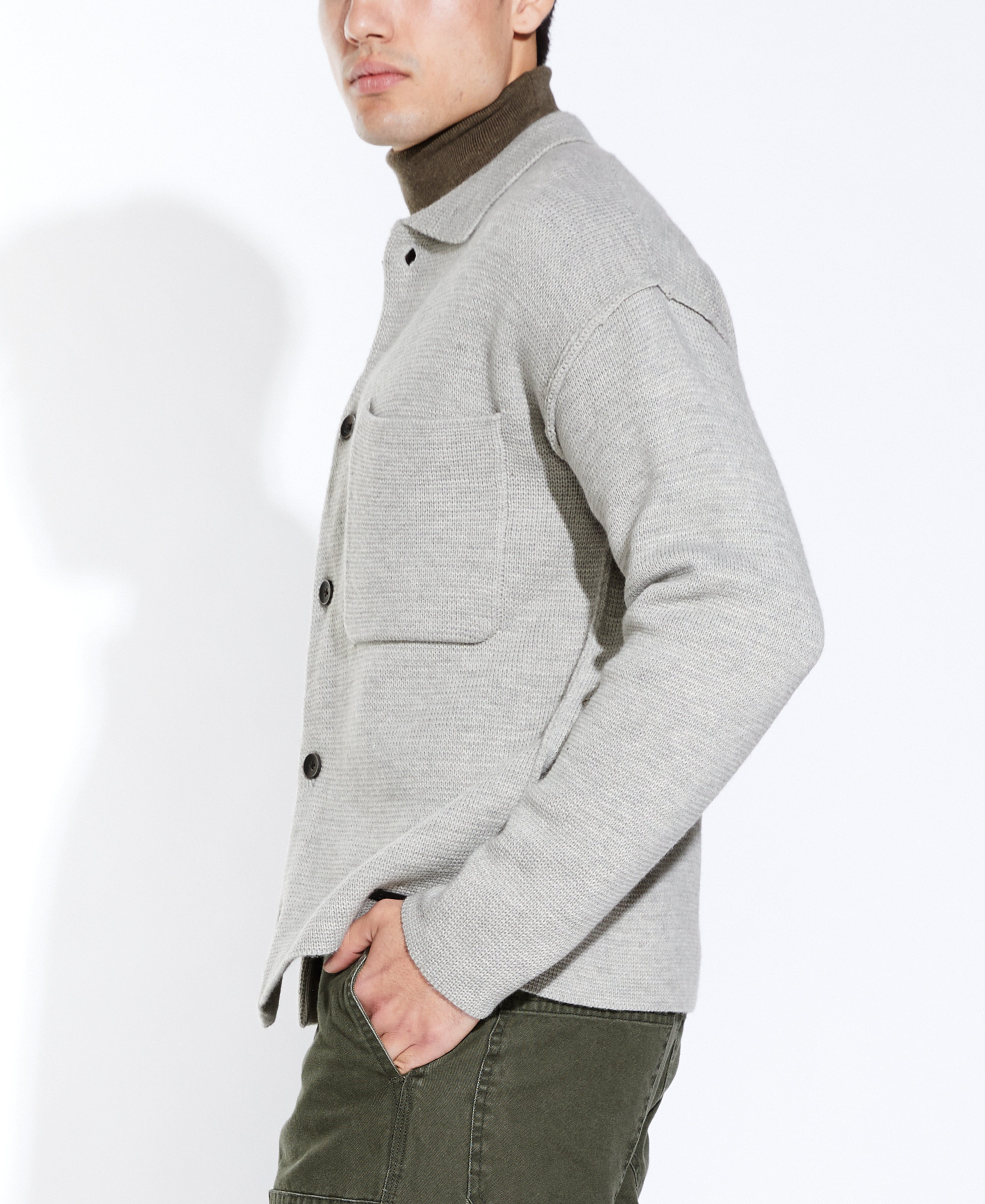 Beaton Double Knit Shirt Jacket Heather Light Grey