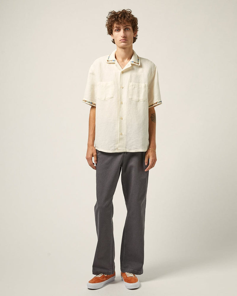 Rose Chain Short Sleeve Camp Shirt Natural