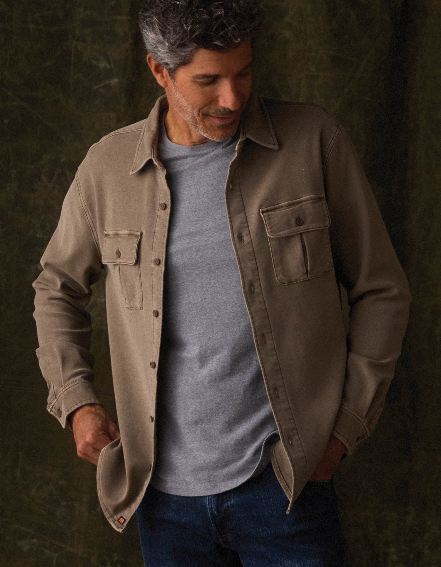 Comfort Terry Shirt Jacket Taupe