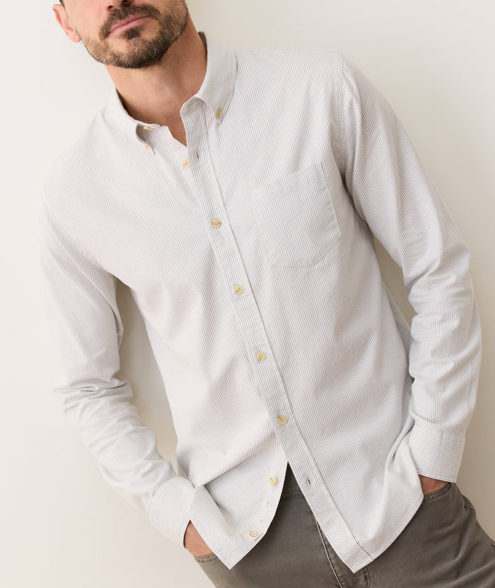 California Oxford Shirt Grey/White Stripe