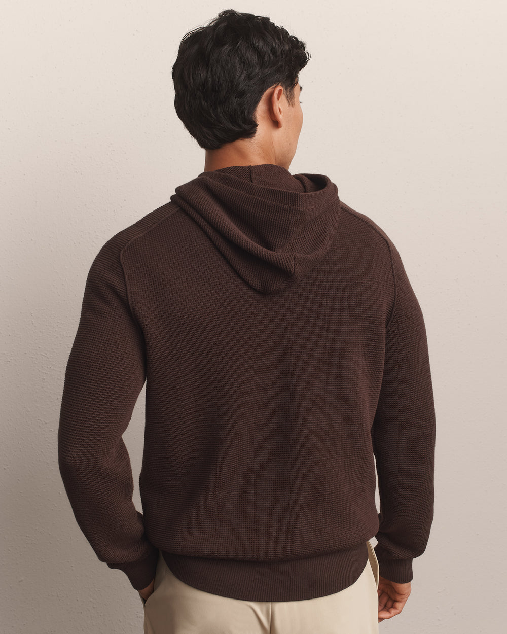 Fine Knit Sweater Hoodie Ember Brown Heather