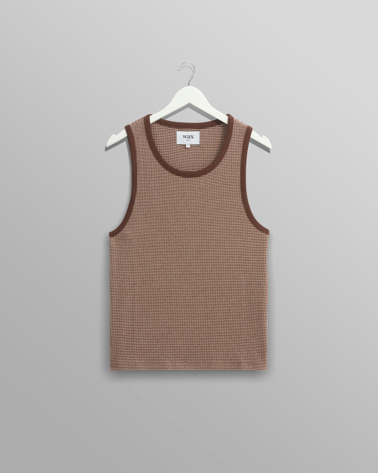 Montague Mini Stripe Ribbed Vest Brown/Ecru