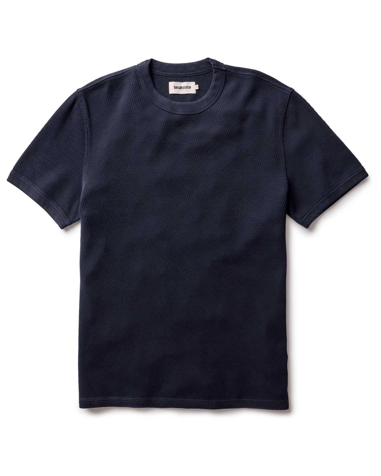 The Organic Cotton Waffle Short Sleeve Crew Washed Navy