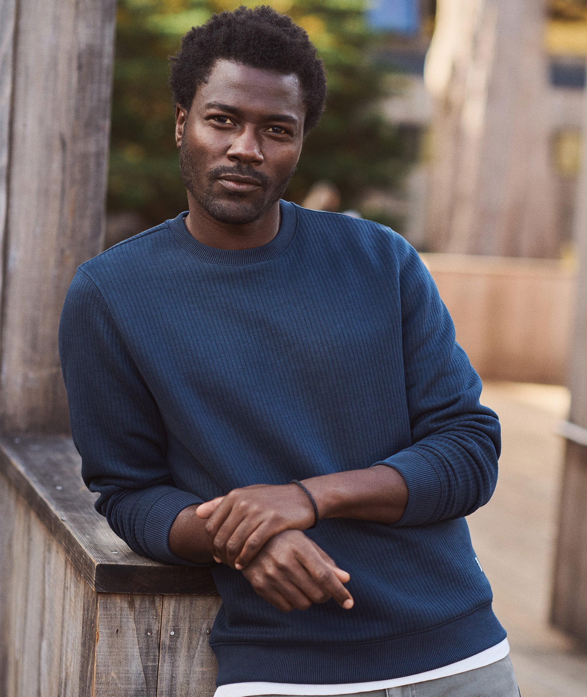 Corbet Quilted Crewneck Navy