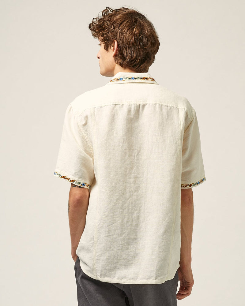Rose Chain Short Sleeve Camp Shirt Natural