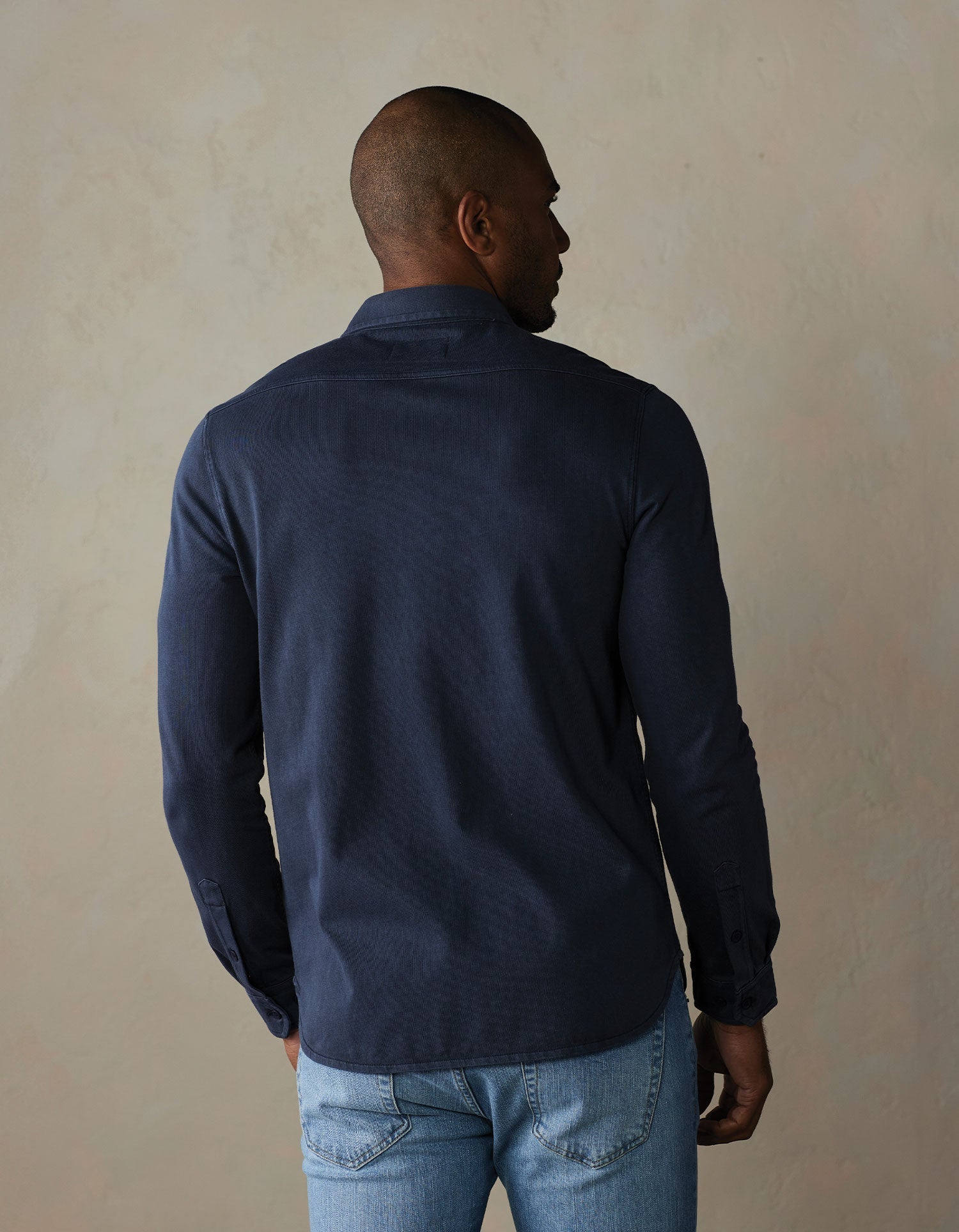 Lennox Jersey Button Up Navy