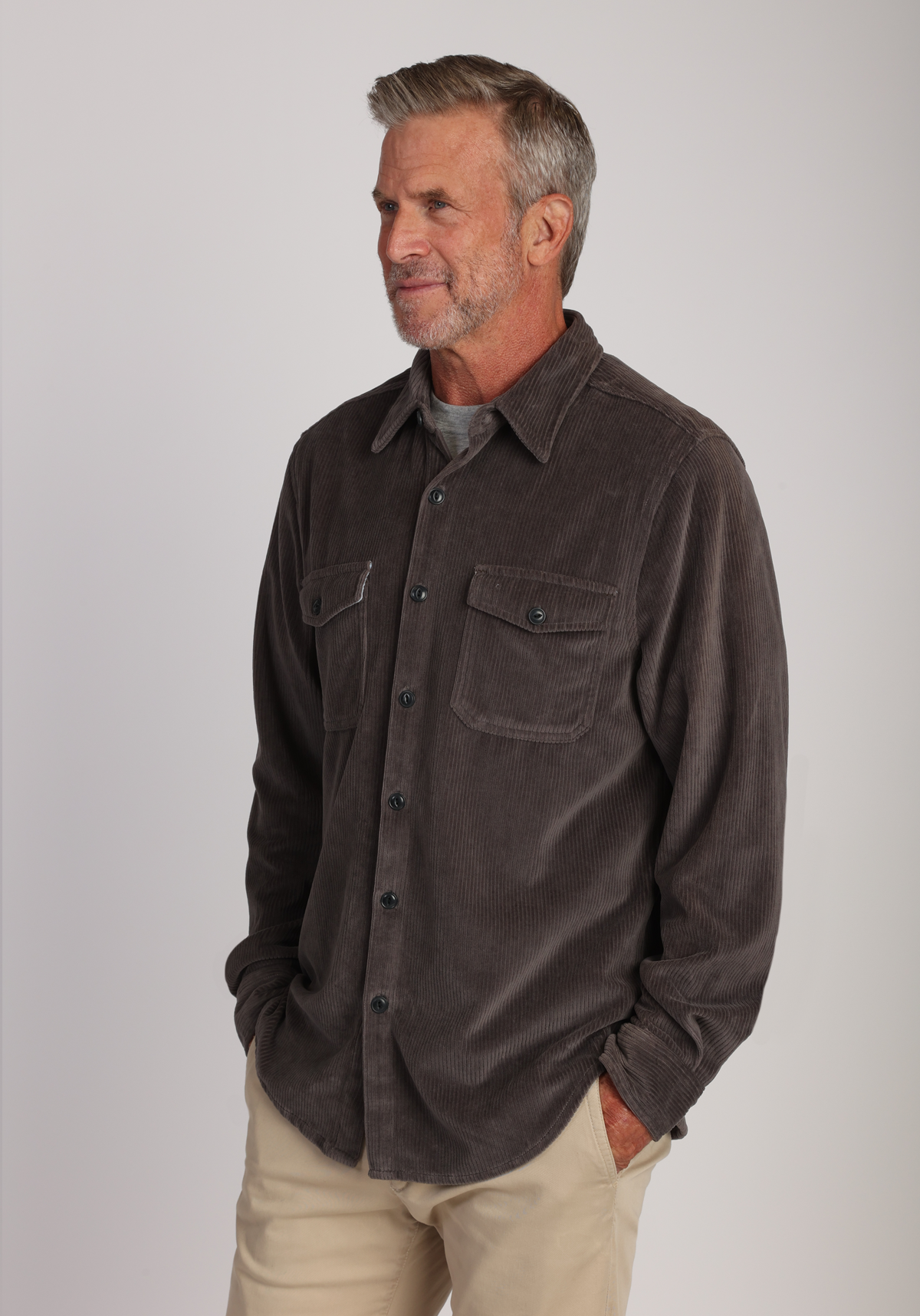 Stretch Ultra Soft Cord Shirt Harley Black