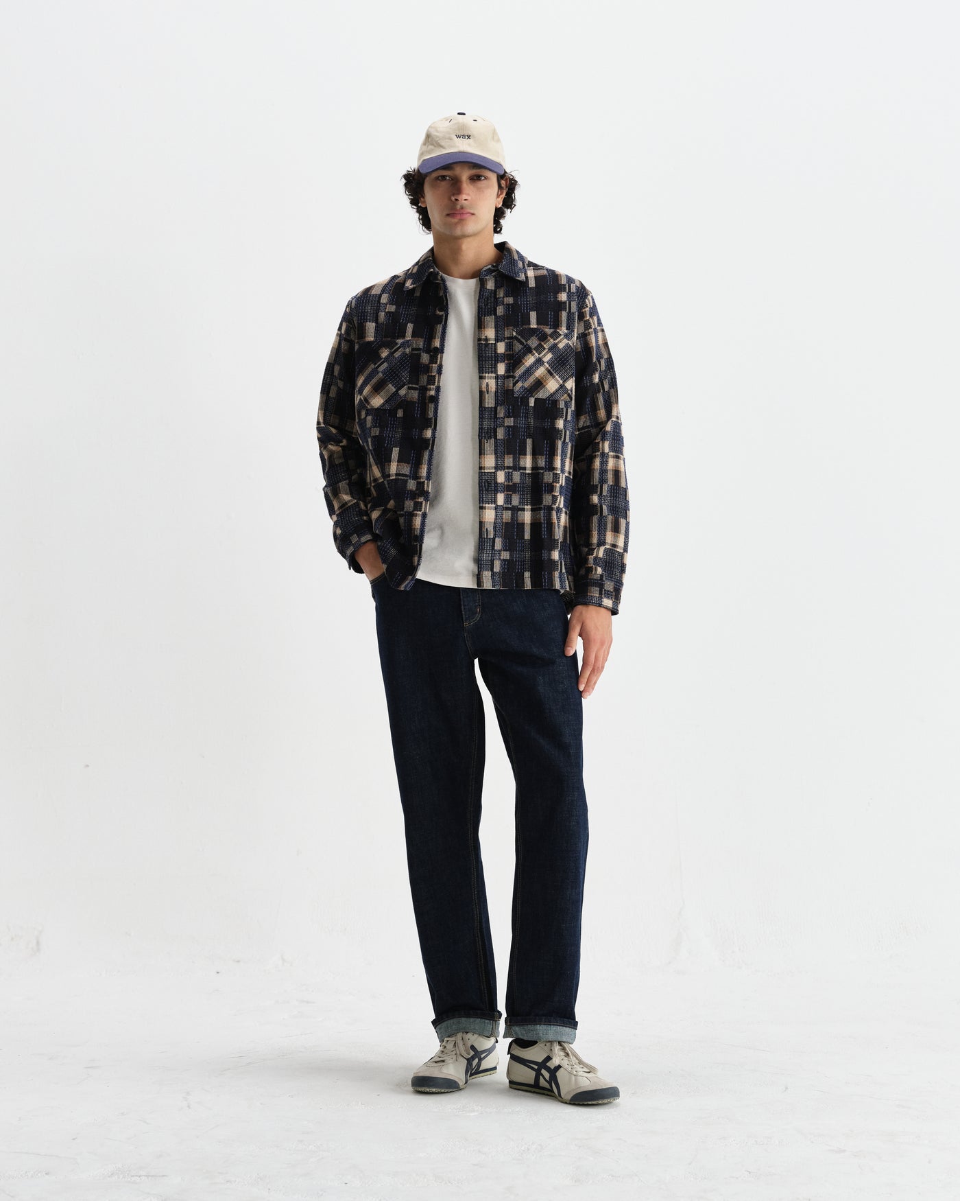 Whiting Overshirt - Glitch Check Natural/Navy