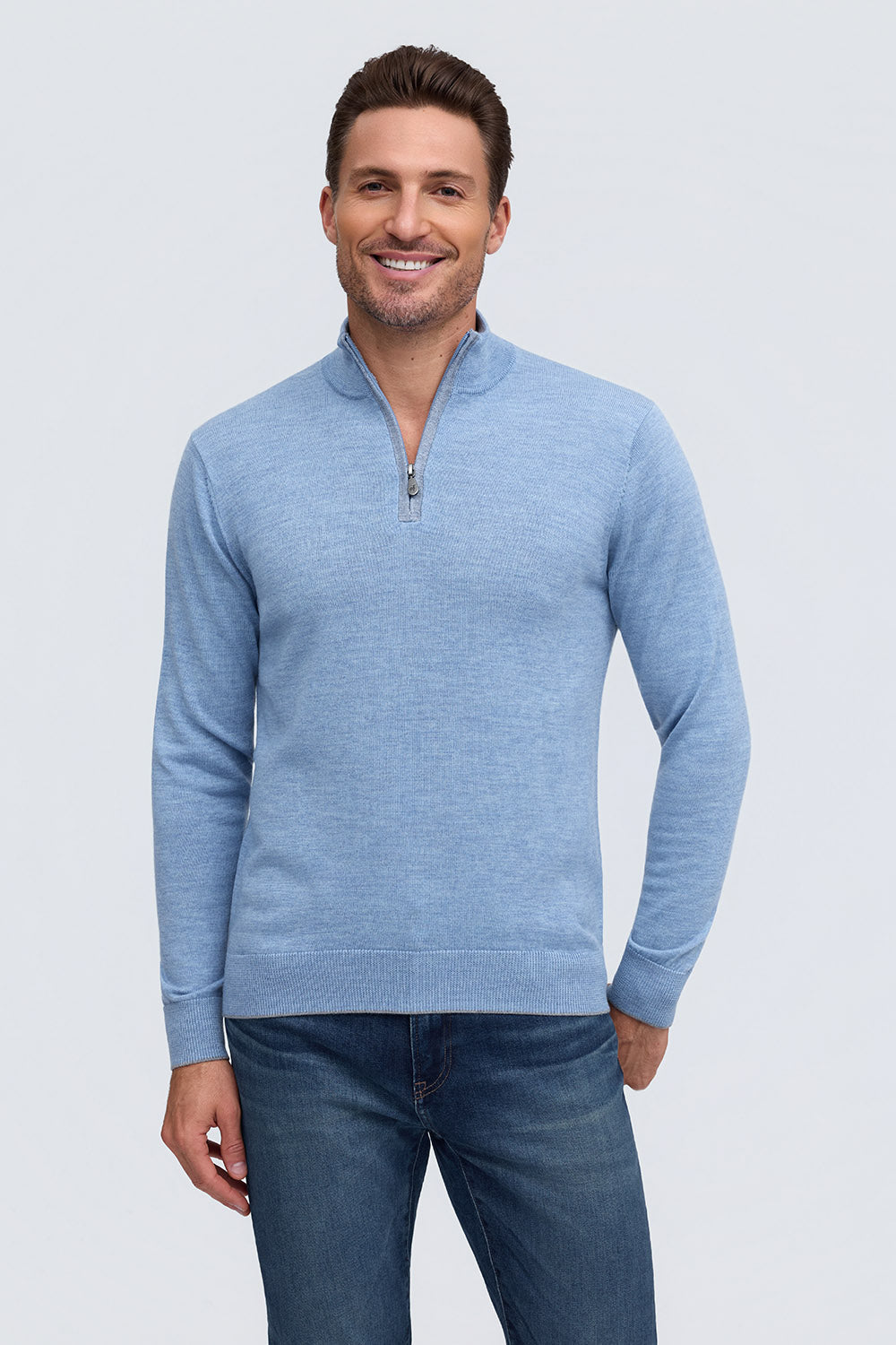 Long Sleeve 1/4 Zip Mock Neck Water