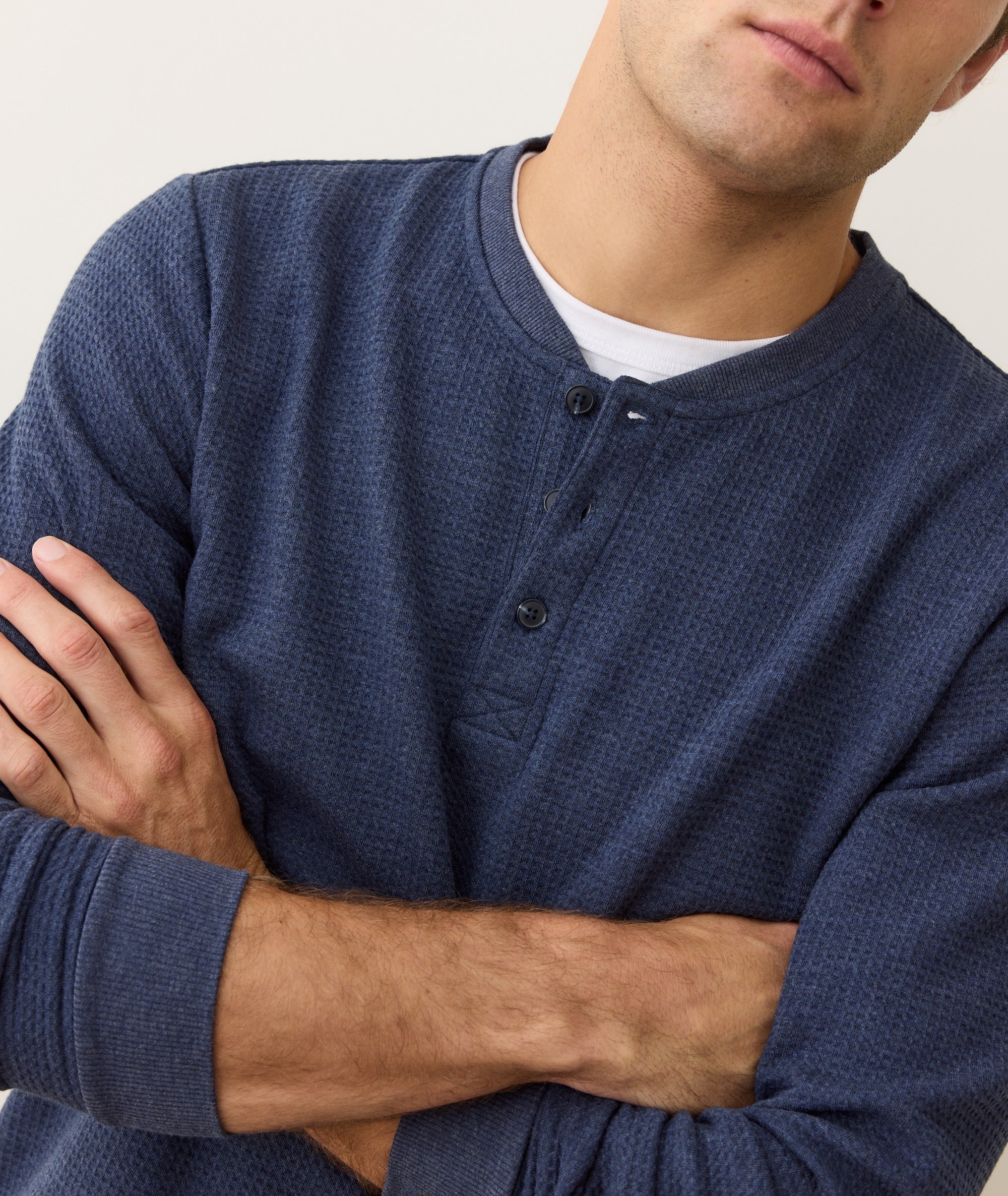 Waffle Henley Blue