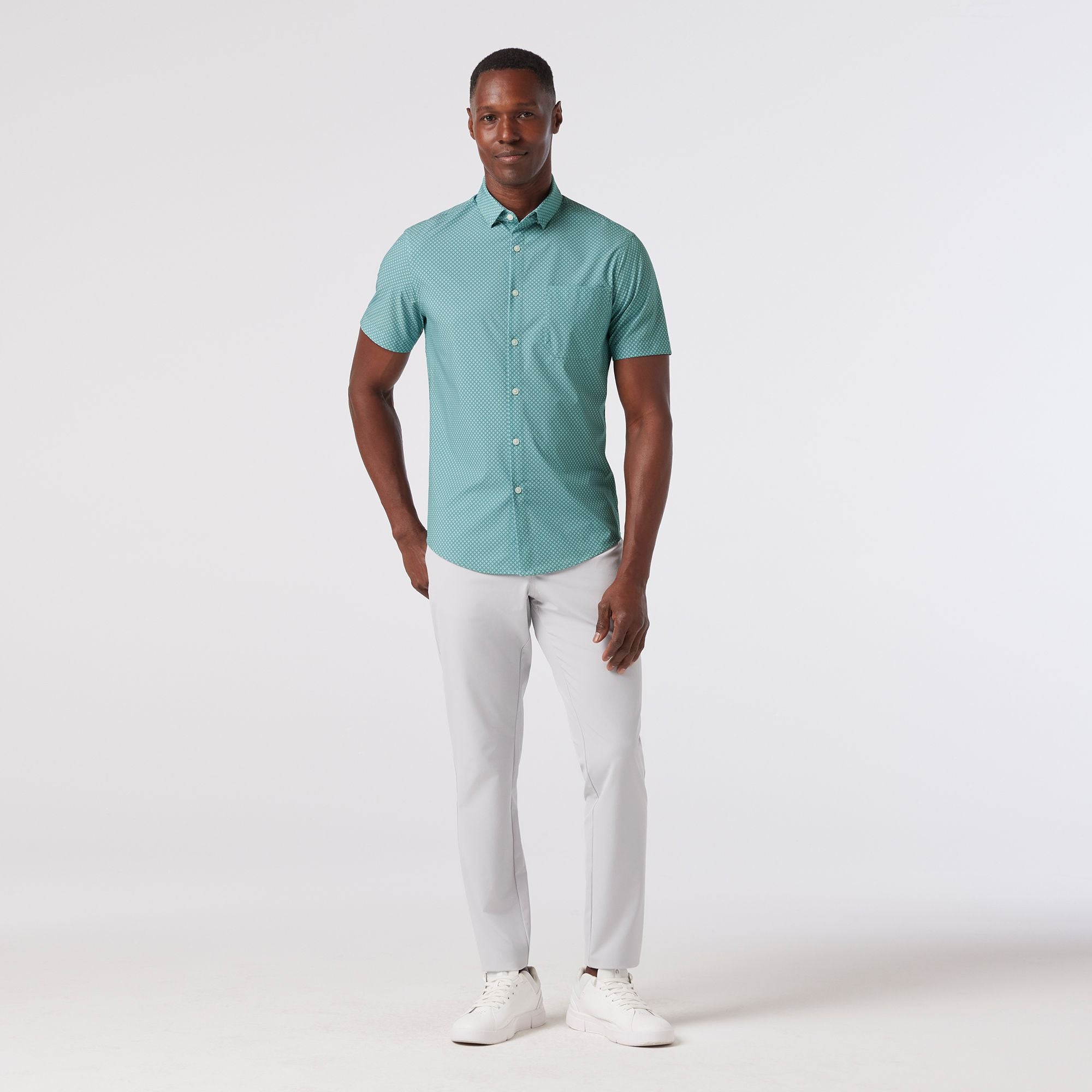 Leeward Short Sleeve Dress Shirt Pale Blue Clover