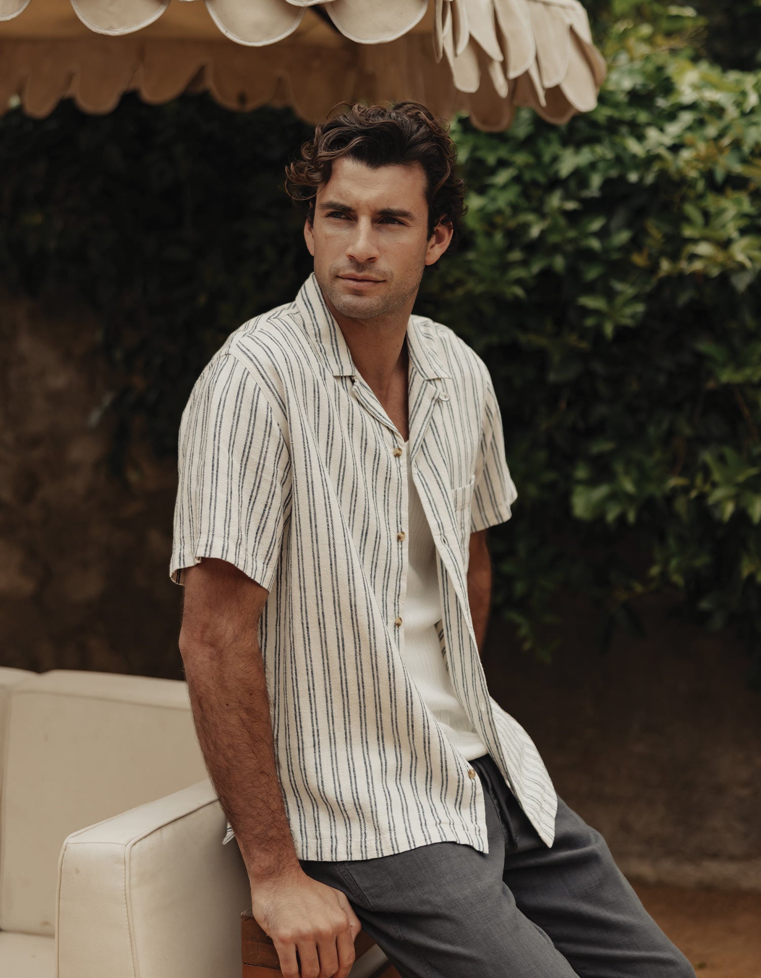 Freshwater Stripe Resort Shirt Vintage Blue