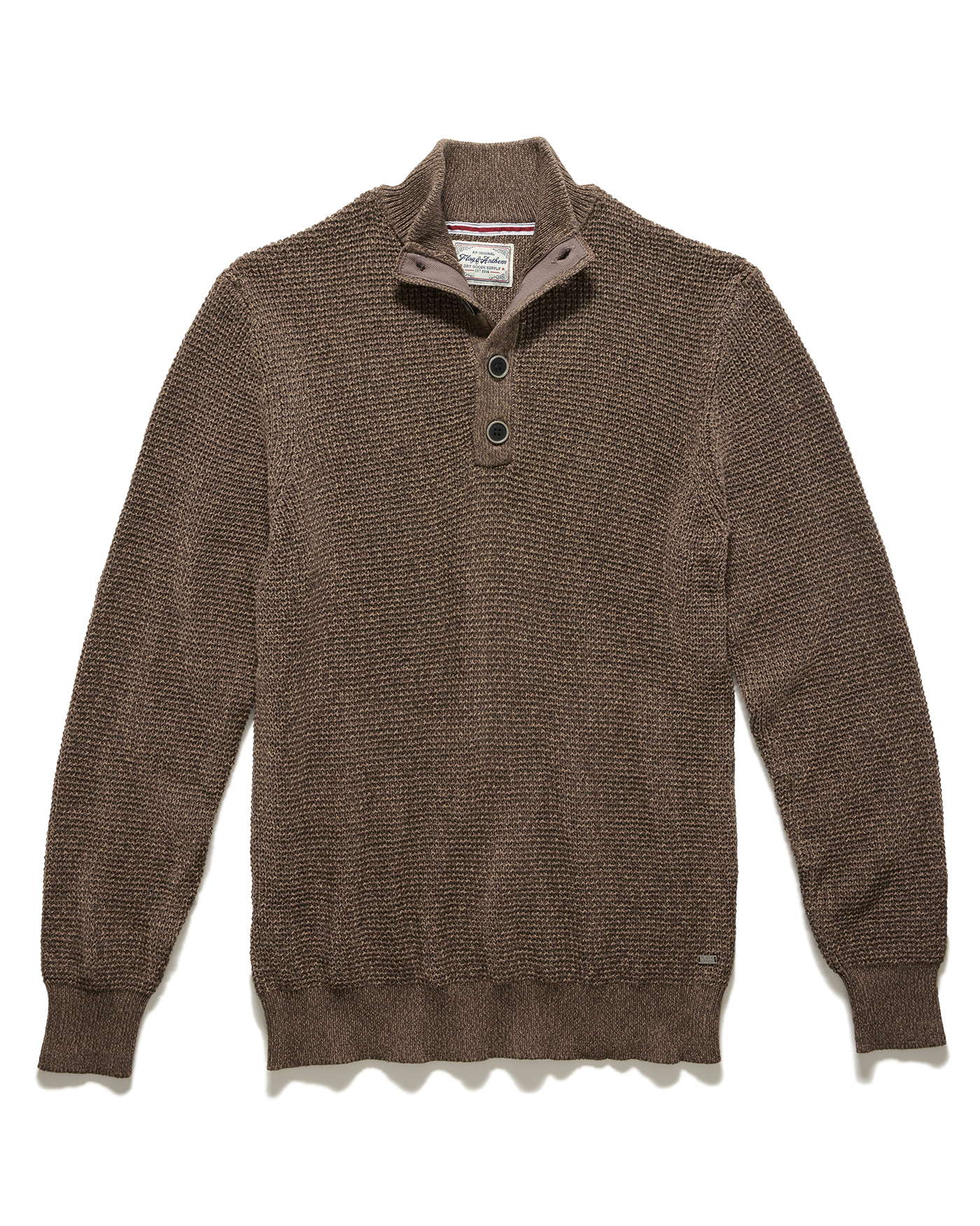 Denver Button Mock Neck Sweater Brown Heather