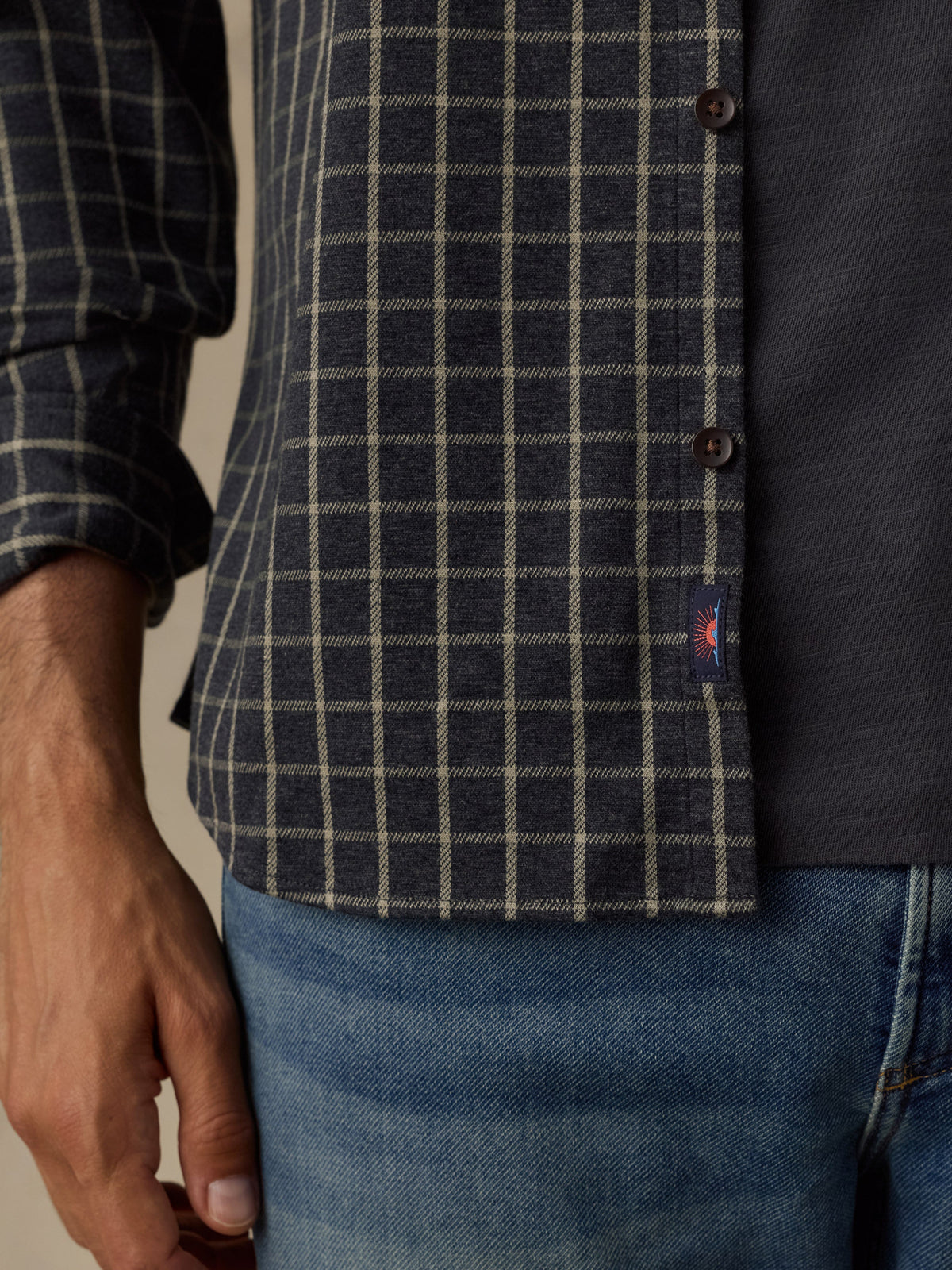 Coastline Knit Shirt Charcoal Sage Check