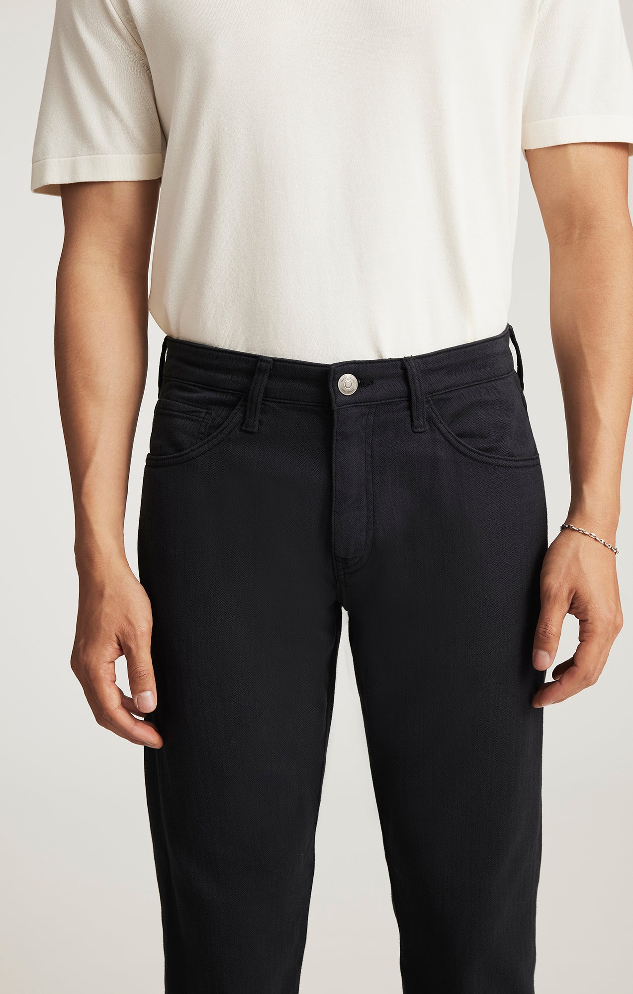 Marcus Slim Straight Leg Navy Herringbone