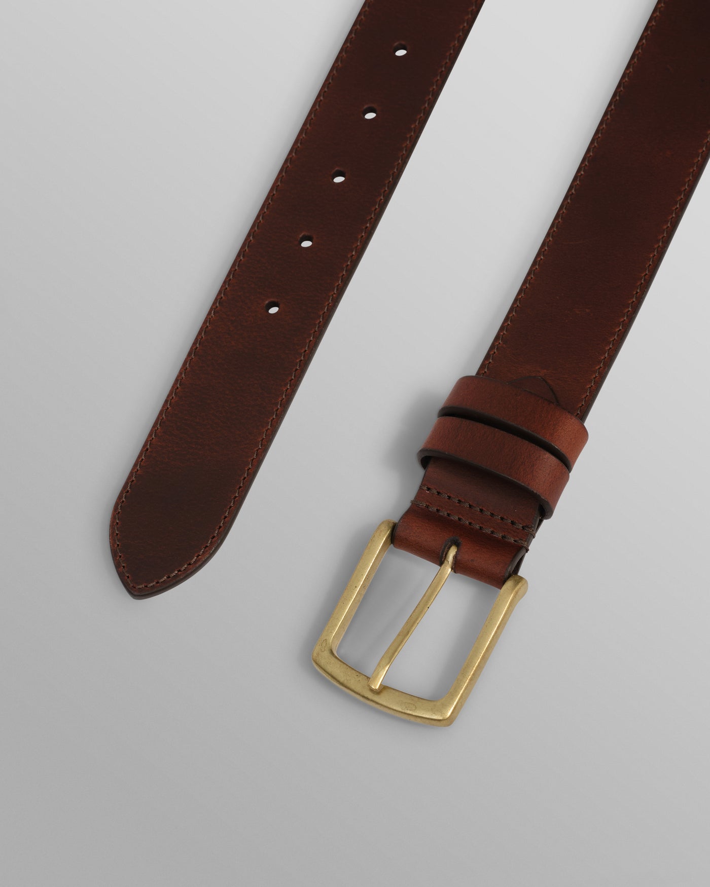 Paton Belt - Geo Stitch Leather Dark Brown
