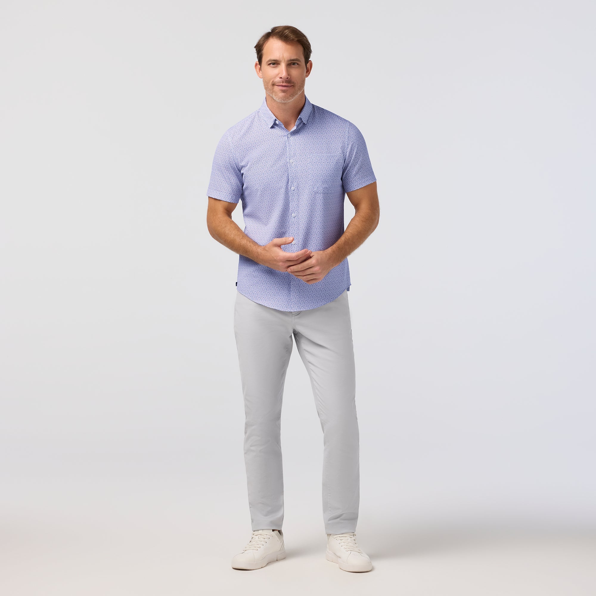 Leeward Short Sleeve Dress Shirt Pink Salt Retro Boomerang