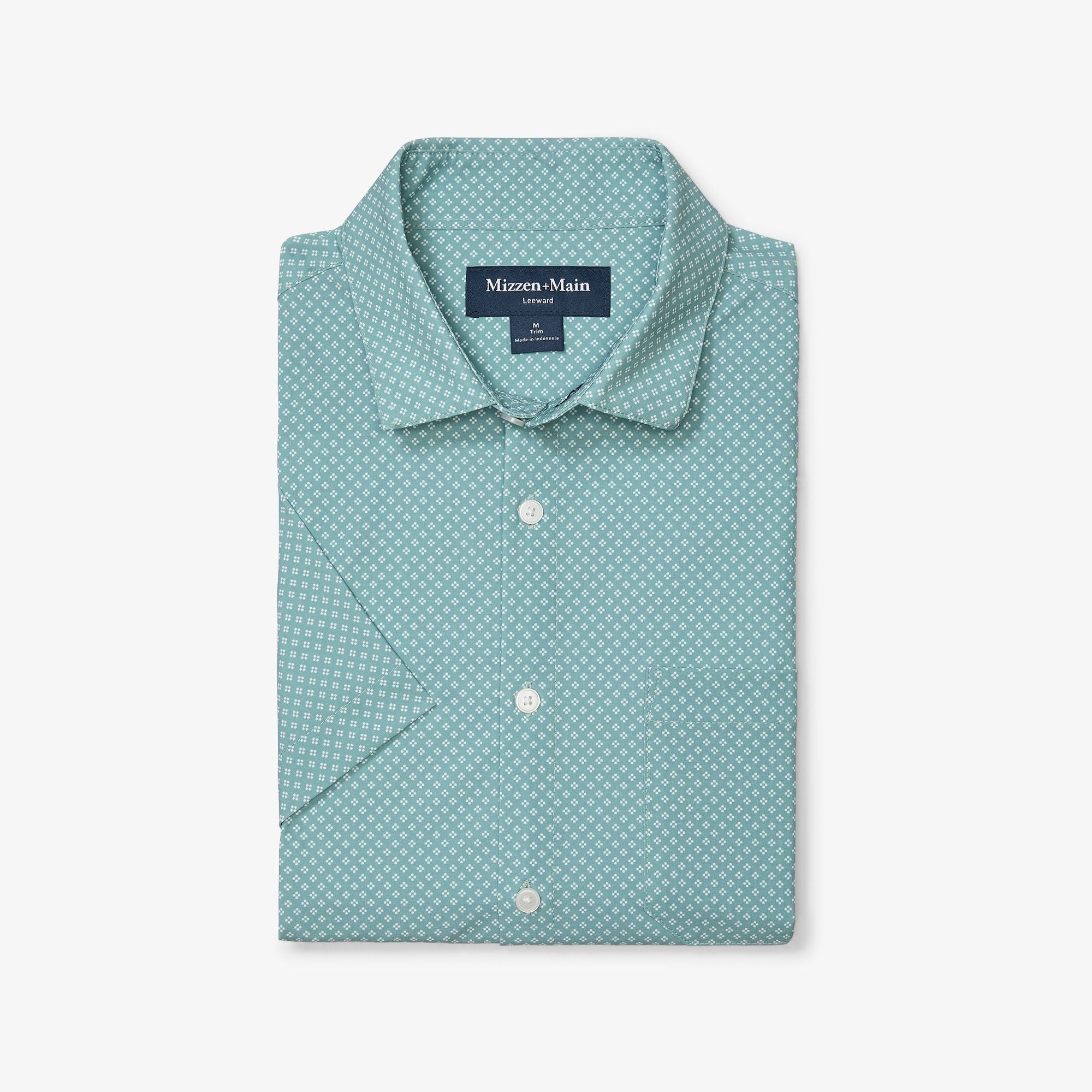 Leeward Short Sleeve Dress Shirt Pale Blue Clover