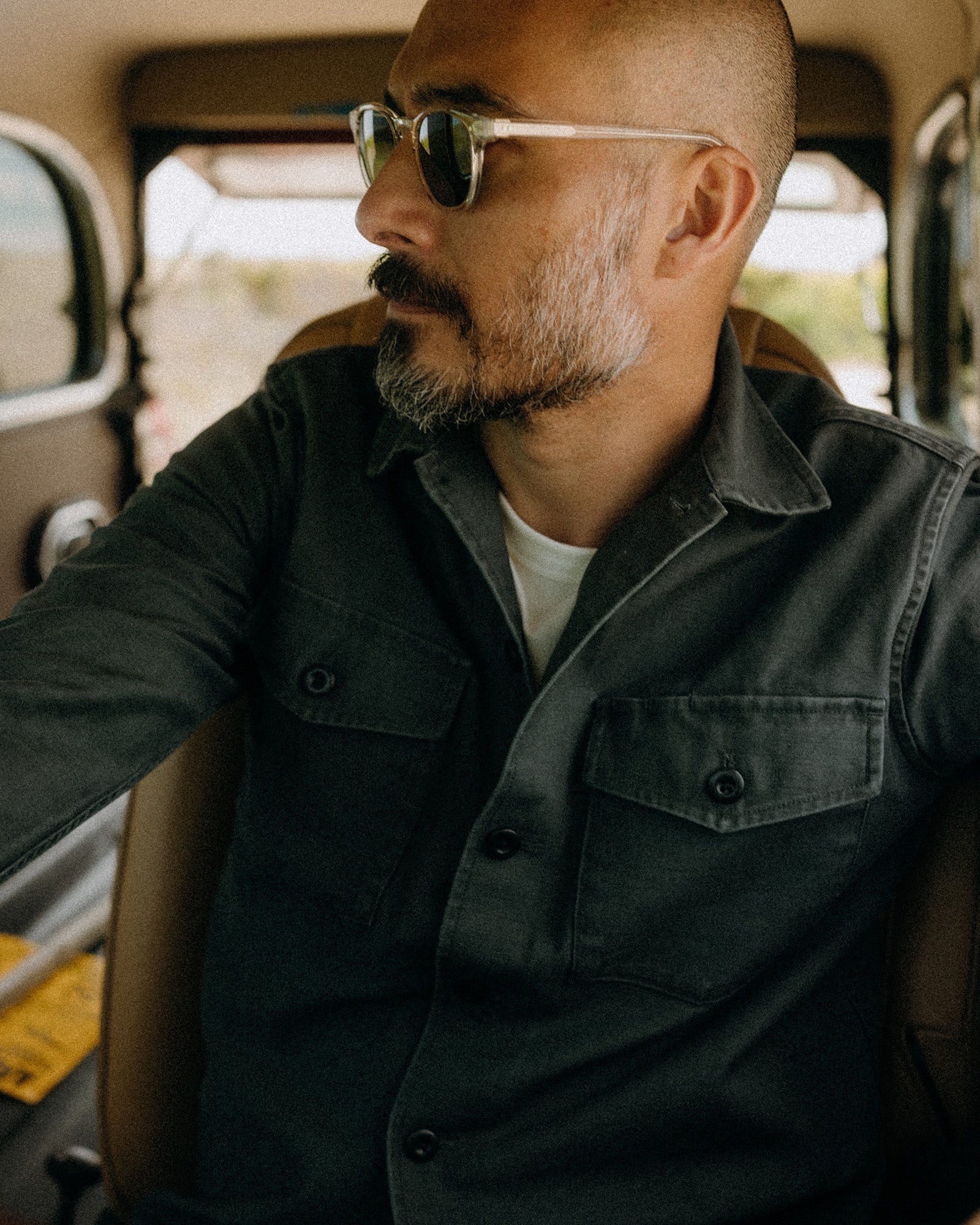 The Surplus Shirt in Reverse Sateen Faded Black