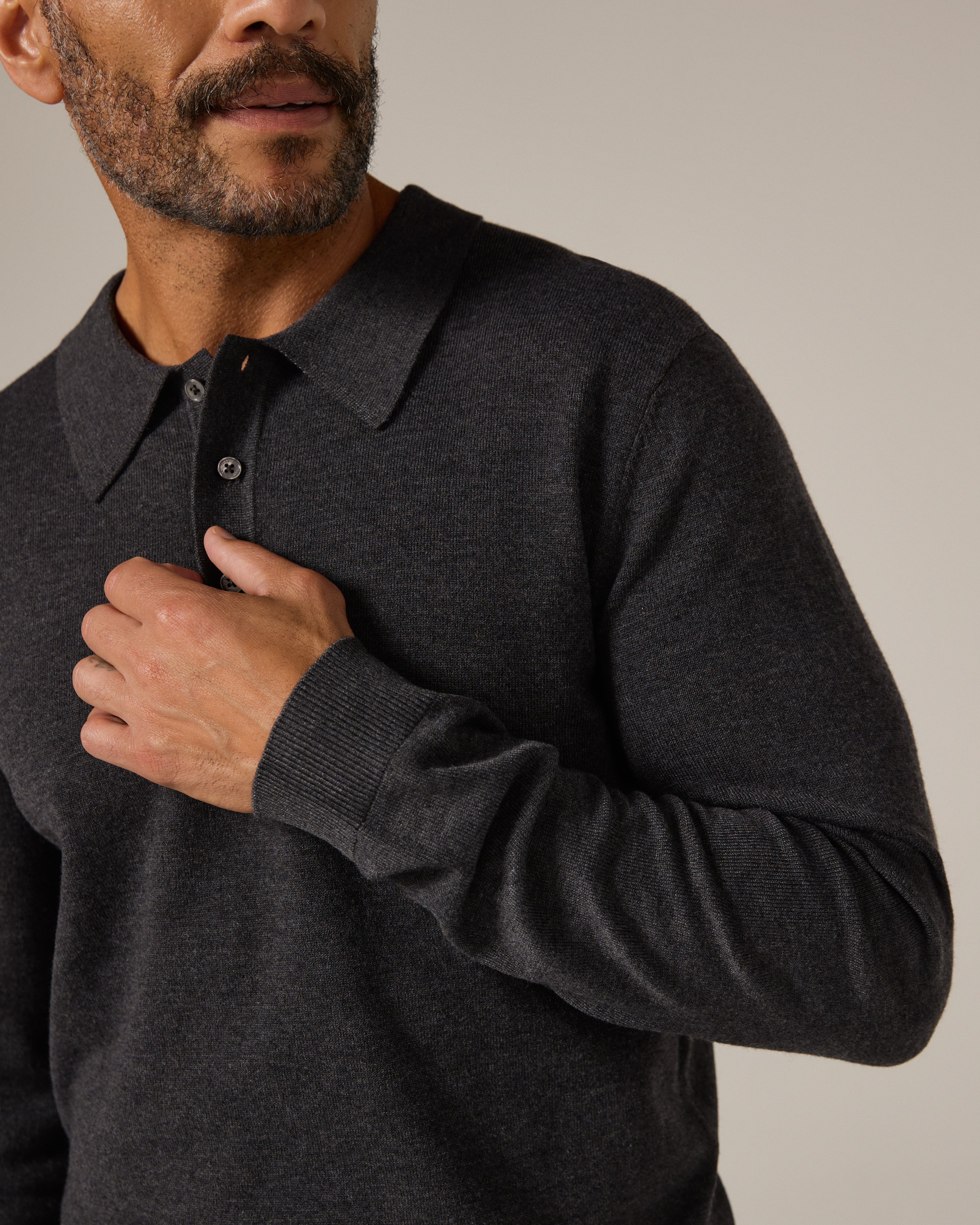 Belford Sweater Polo Charcoal Melange