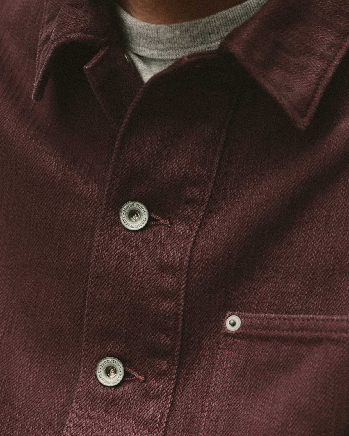 The Milton Denim Overshirt Burgundy Slub