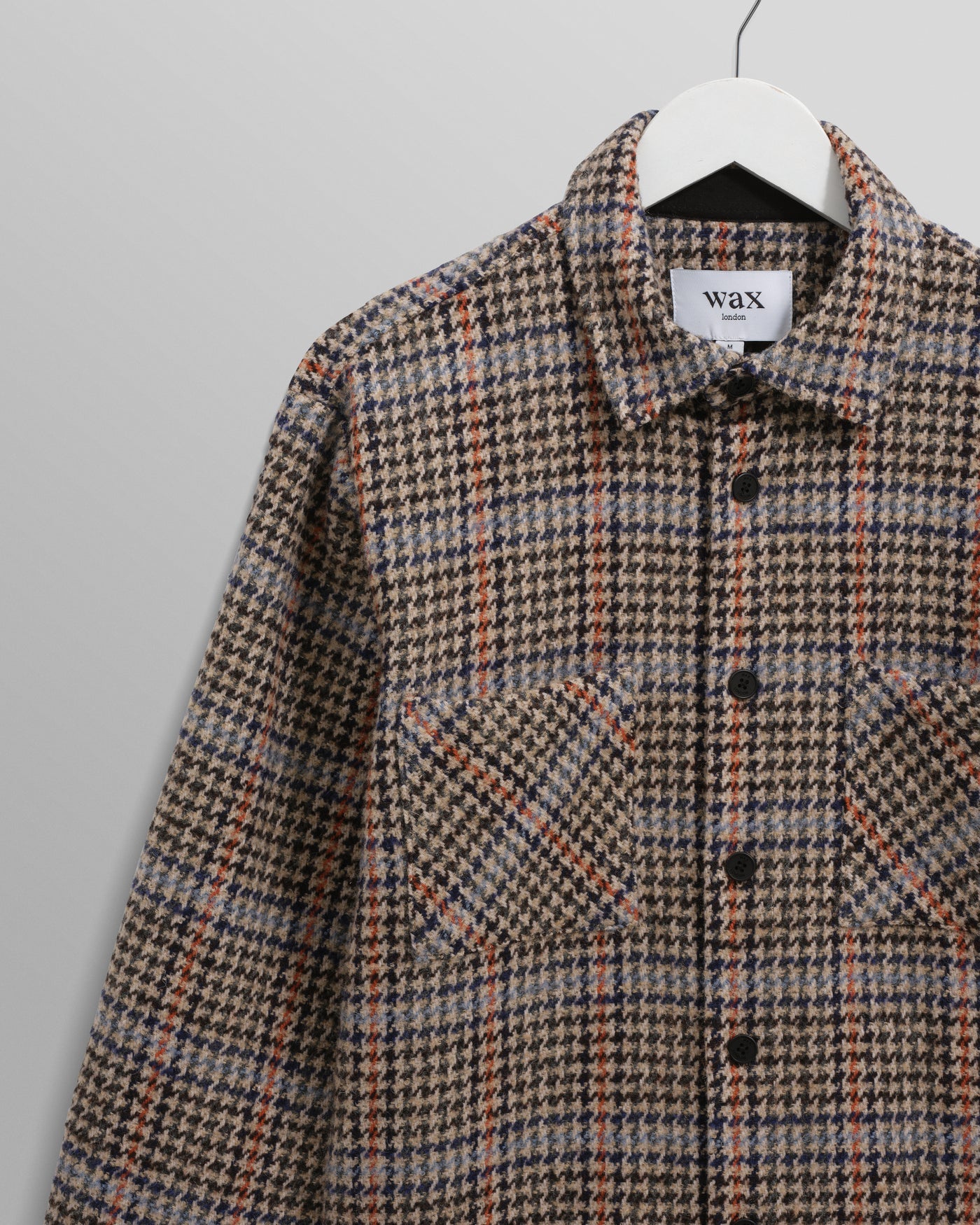 Whiting Overshirt - Wool Mix Houndstooth Grey