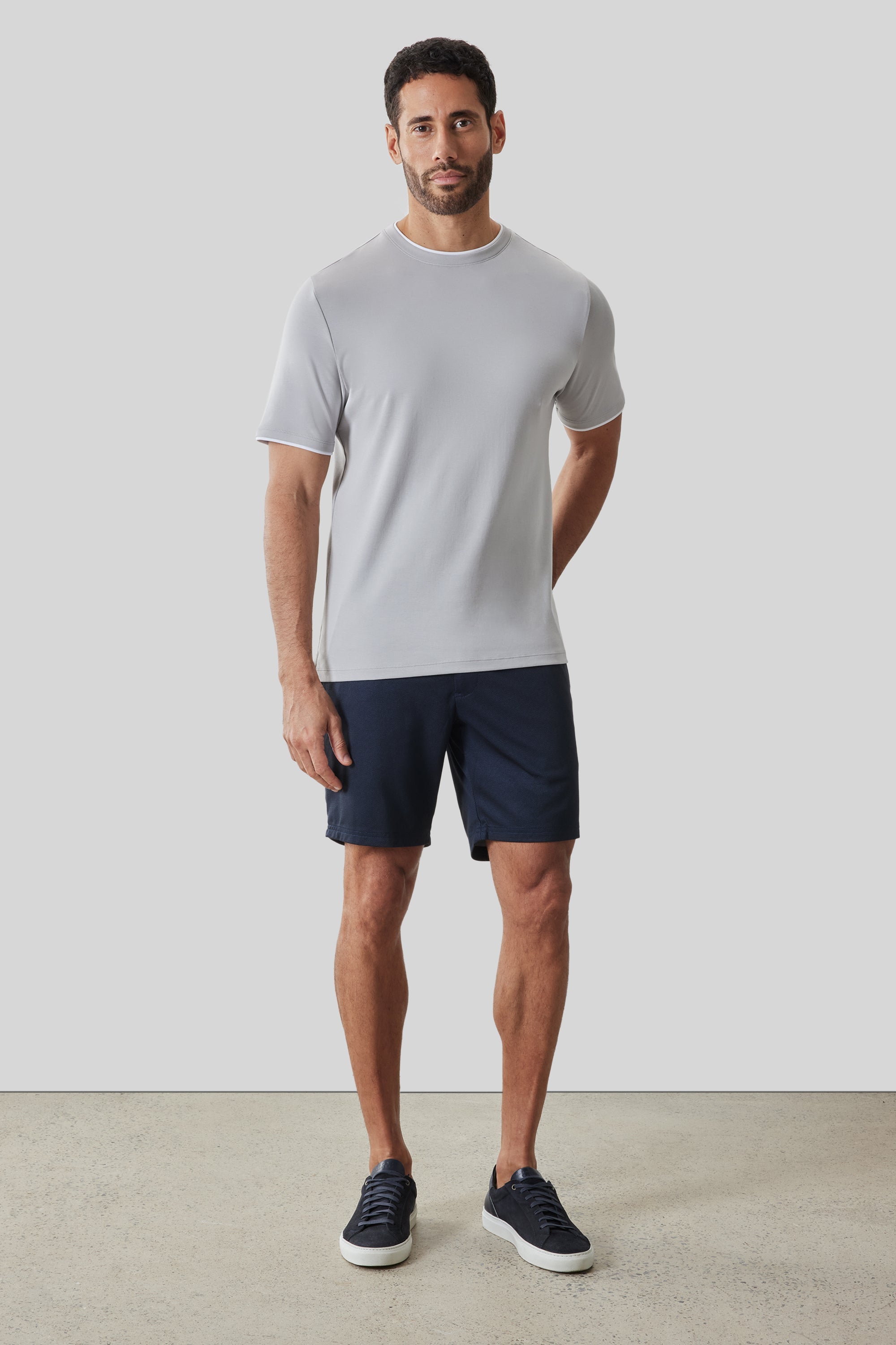 Georgia Short Sleeve Crew w/ Trim Chalk