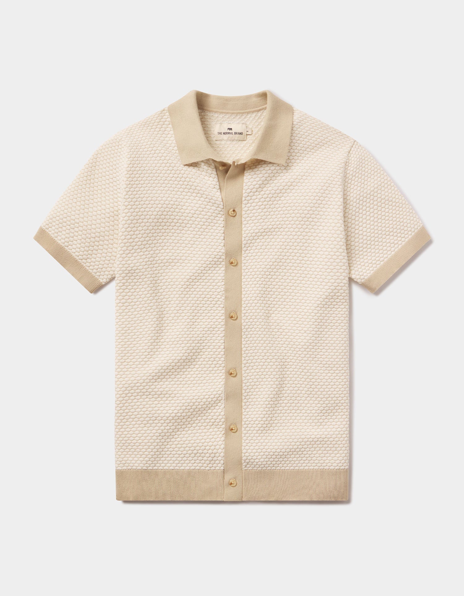 Robles Knit Jacquard Button Up Ivory/Khaki