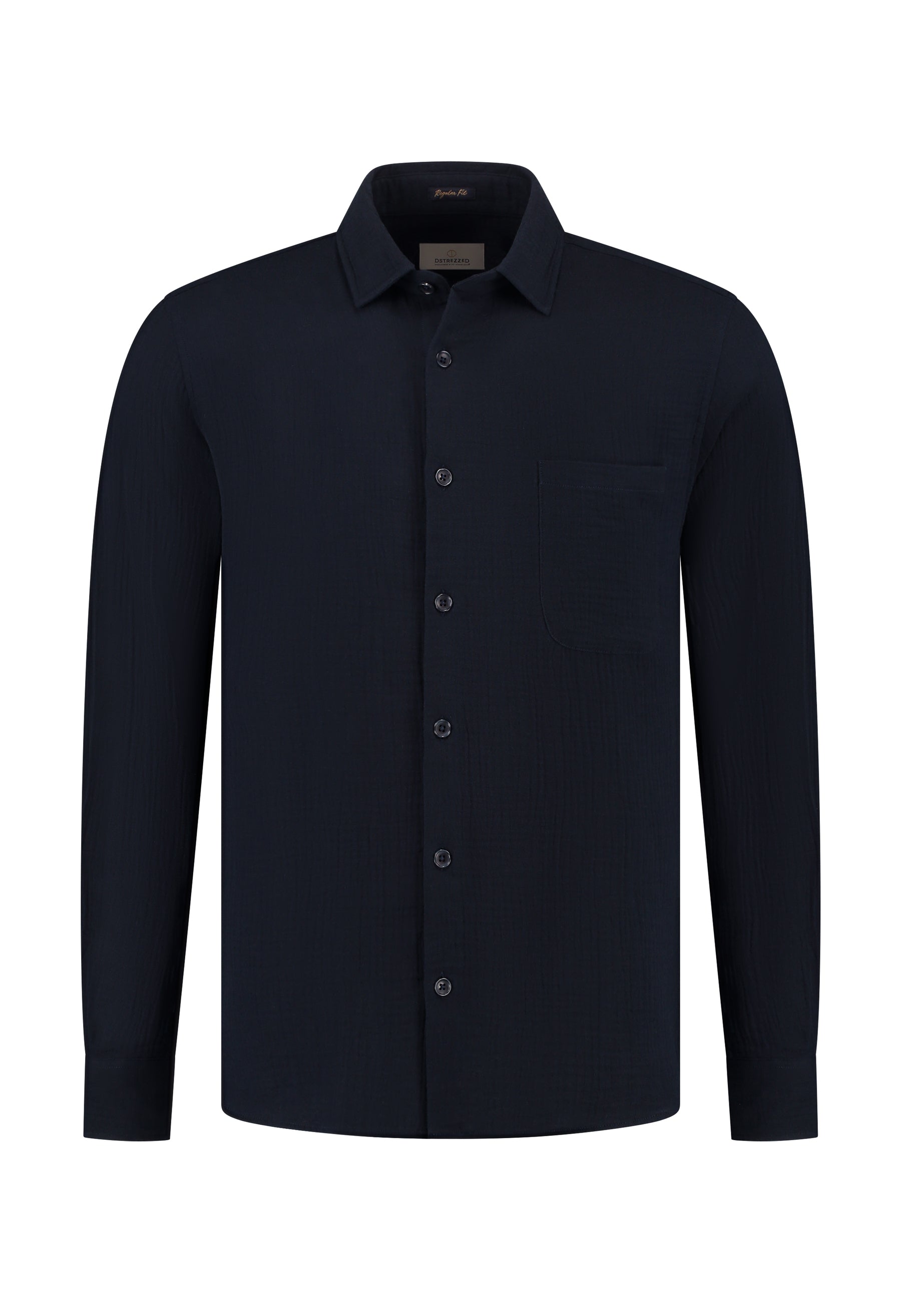 Axton Textured Crinkle Shirt Dark Navy
