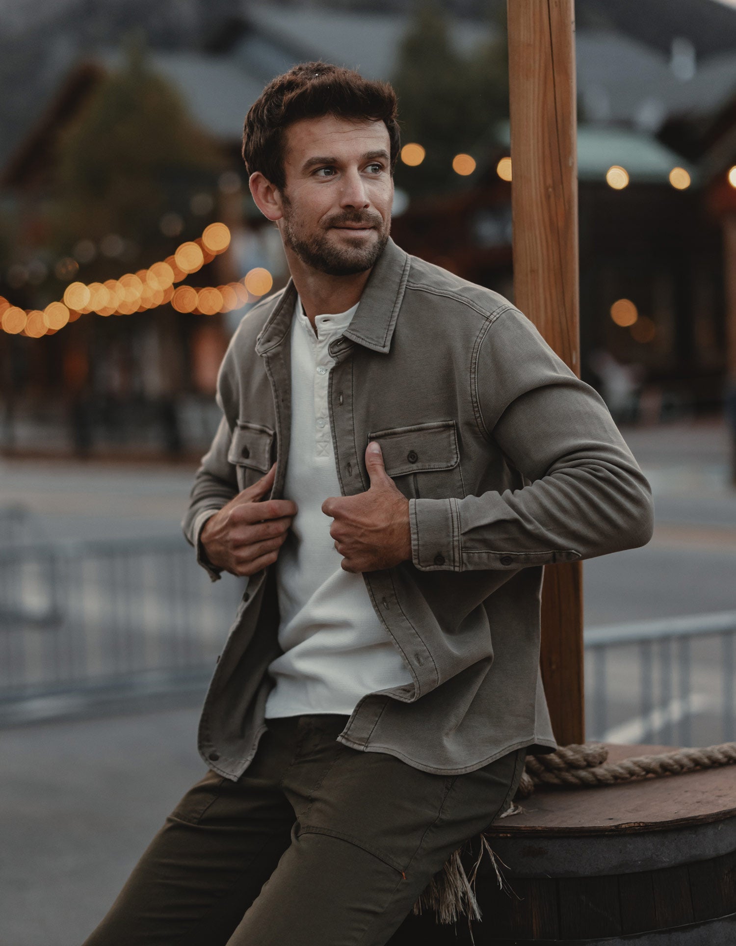 Comfort Terry Shirt Jacket Taupe