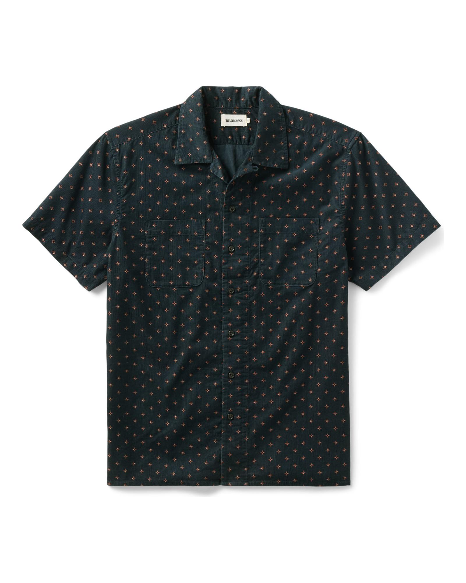 The Short Sleeve Conrad Shirt Navy Pigeon Foulard Pincord