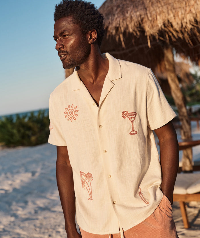 Embroidered Resort Shirt Natural