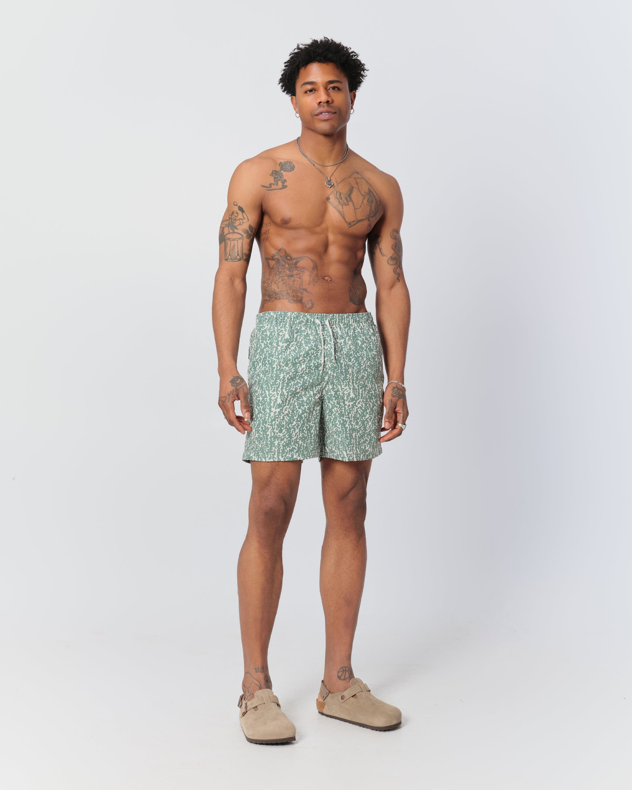 Tropic Camo Swim Trunk Thyme
