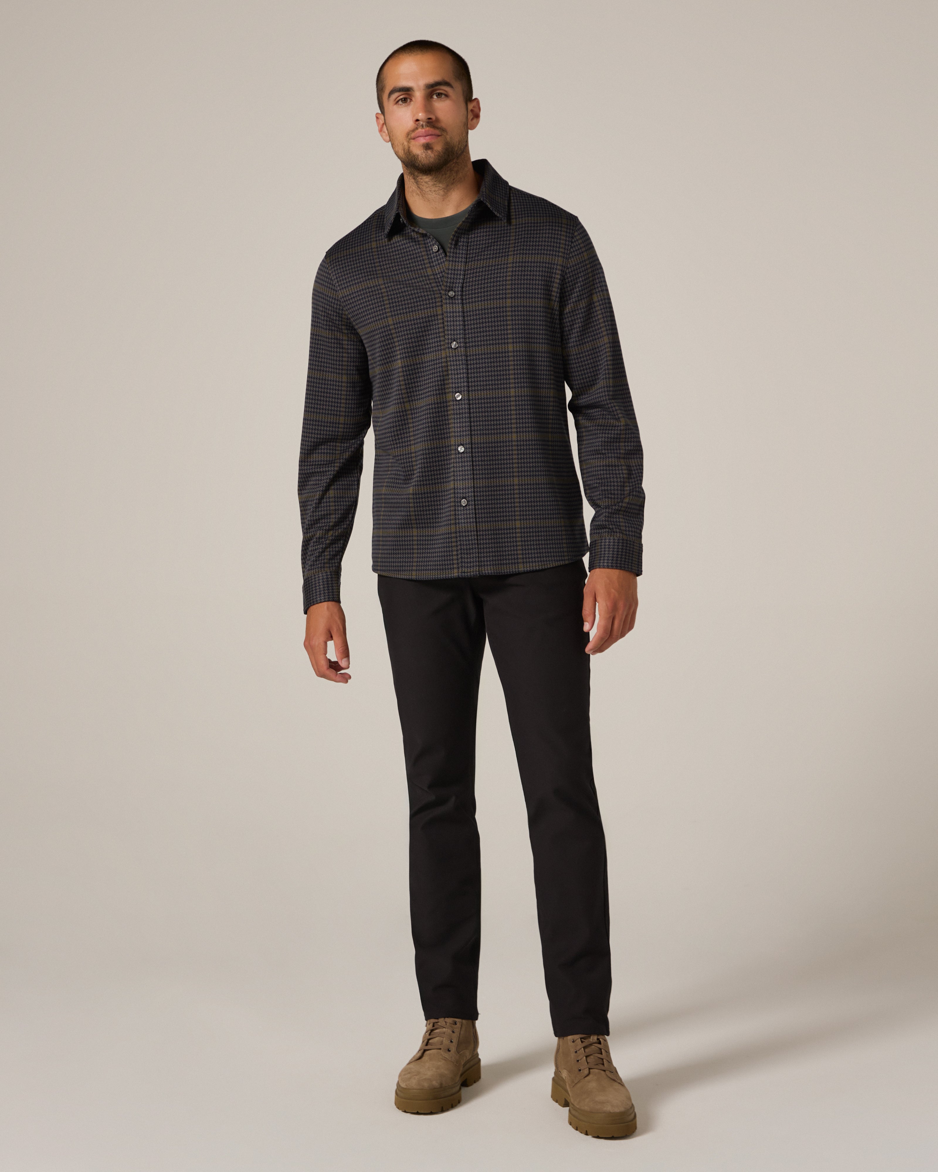 Generation Knit Check Shirt Navy