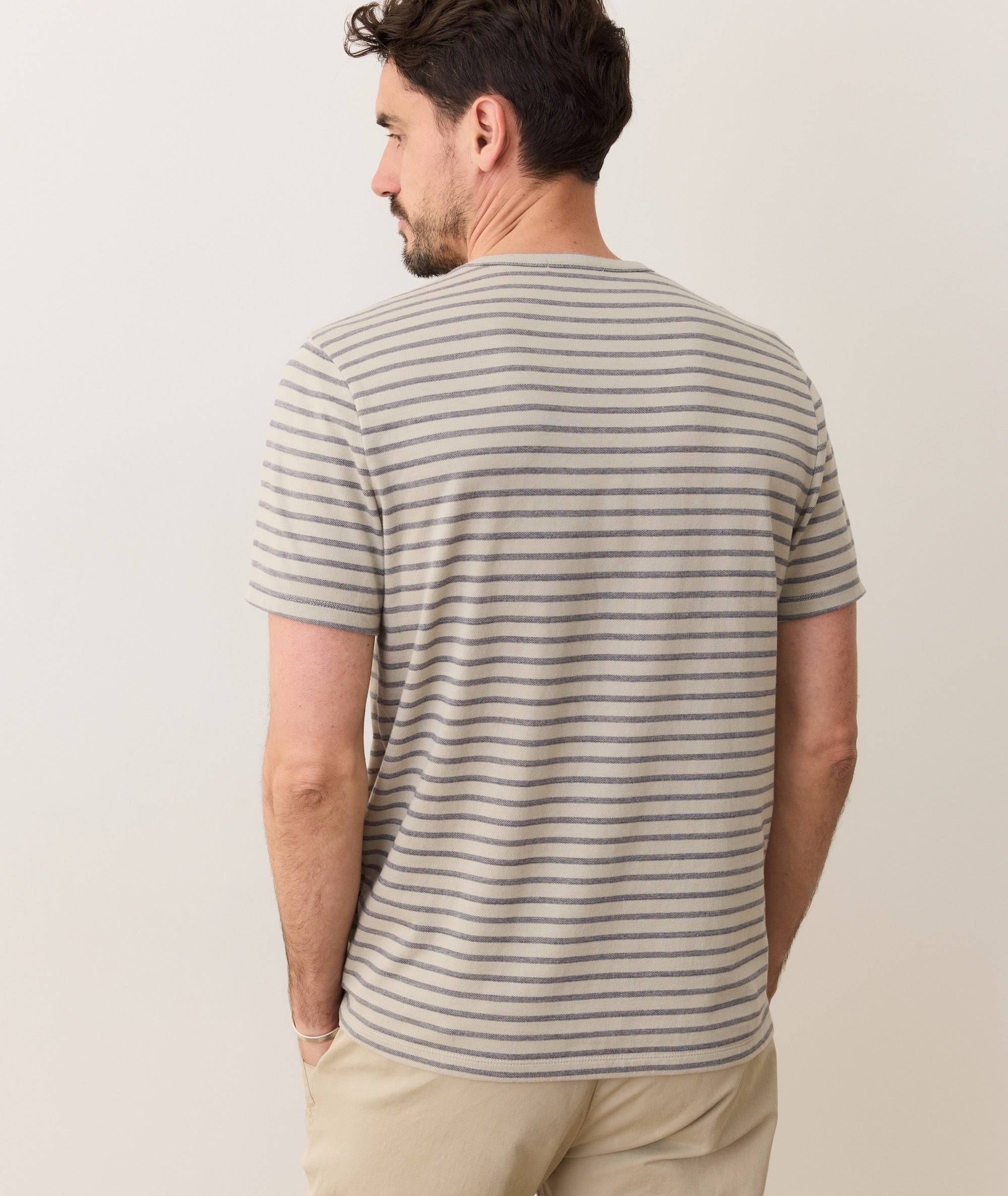 Signature Jacquard Crew Tee Abbey Stone/India Ink
