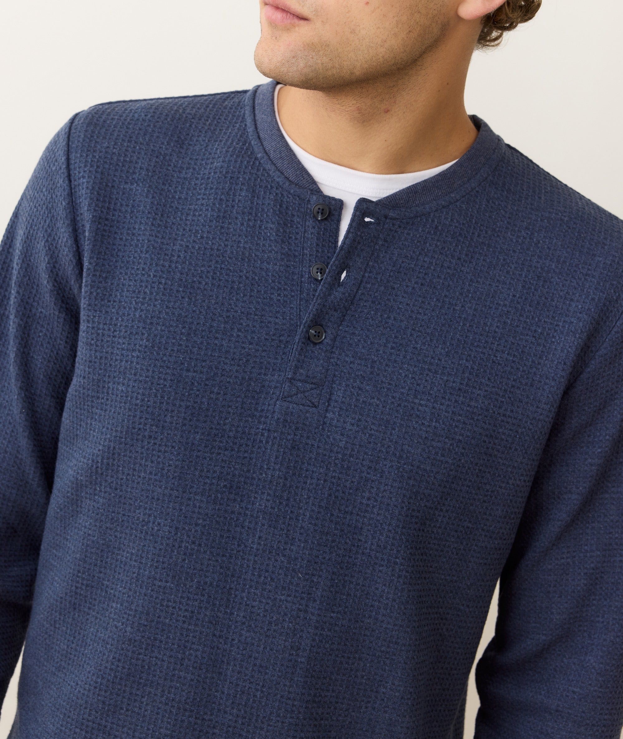 Waffle Henley Blue