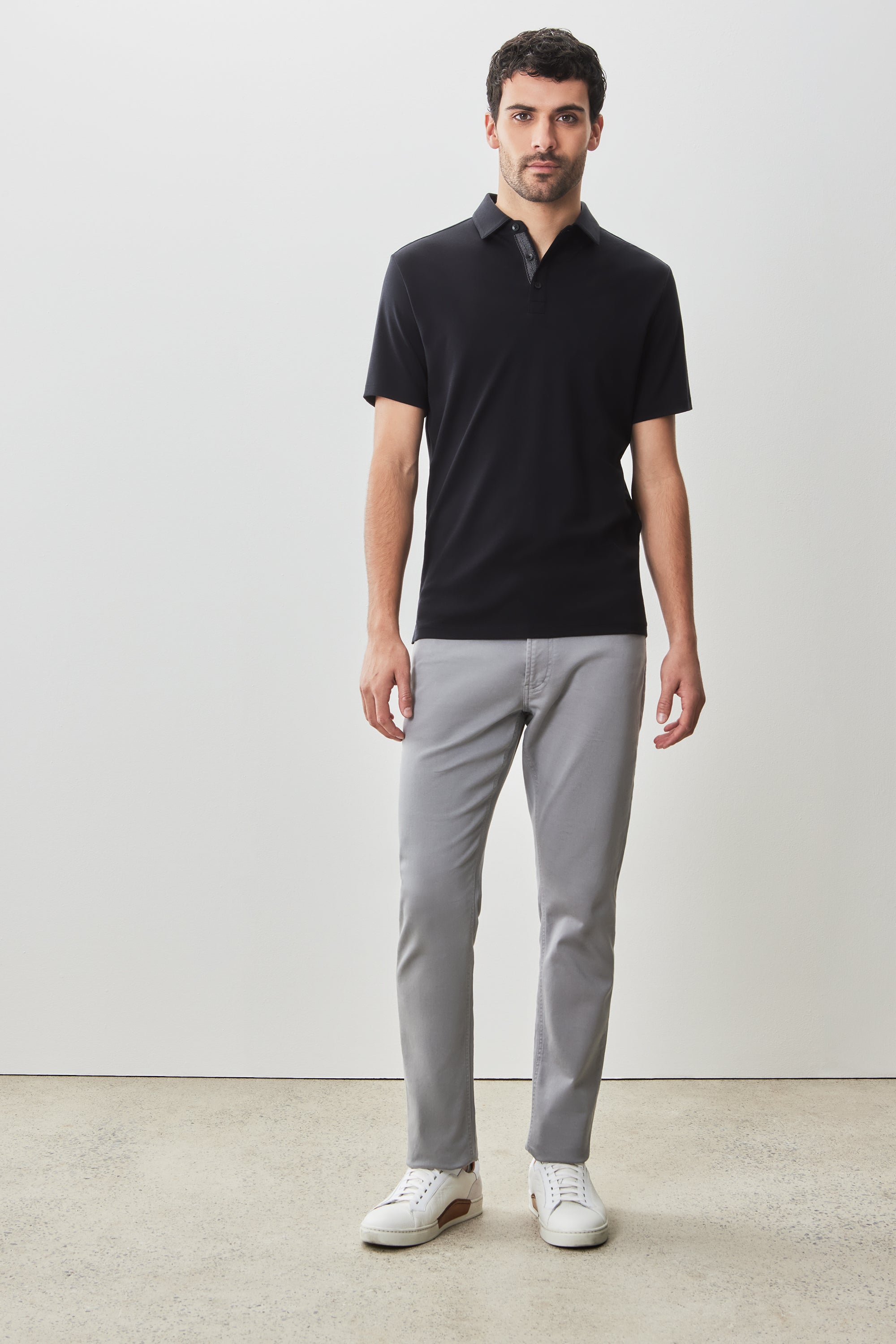 Georgia Short Sleeve Herringbone Polo Black