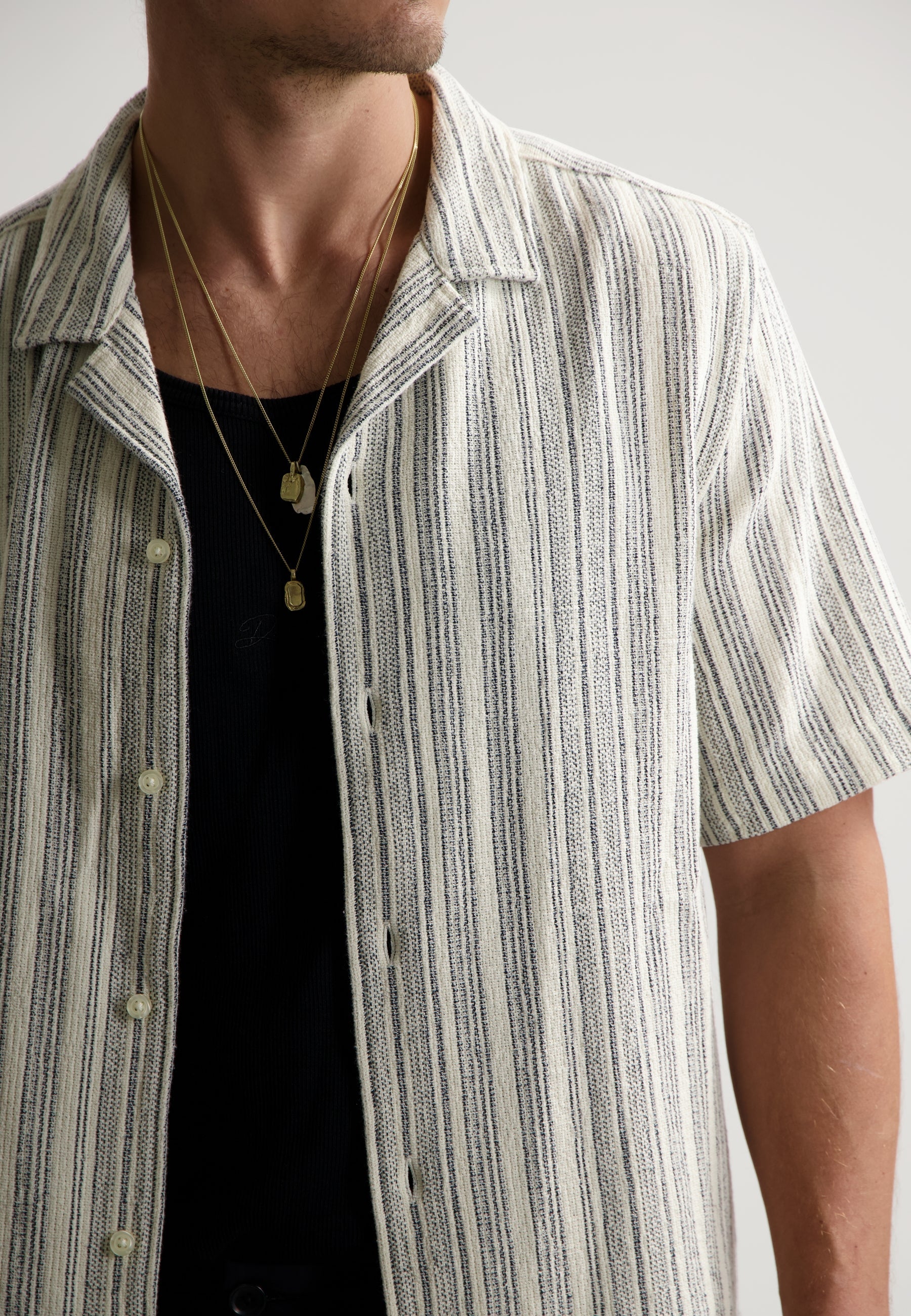 Sandy Cotton Striped Summer Shirt Dark Navy