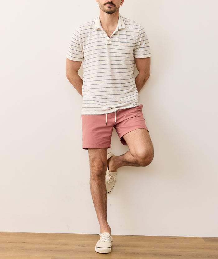 Cotton Hemp Polo Parchment Stripe