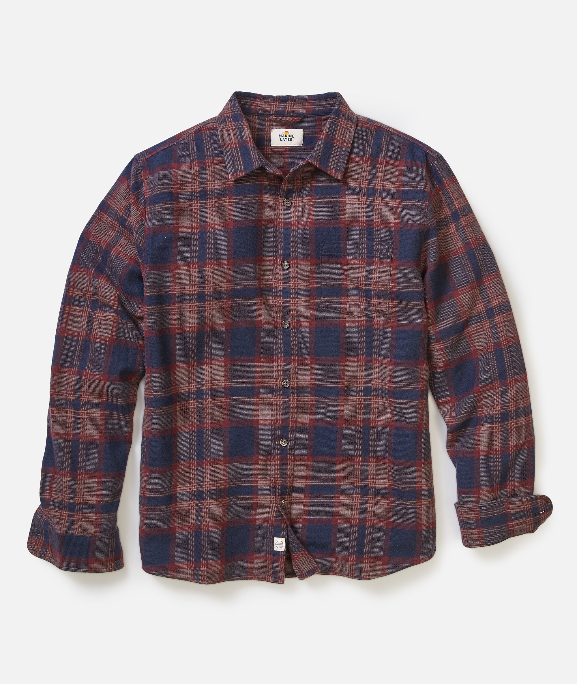 Pacifica Stretch Shirt Navy/Burgundy Plaid