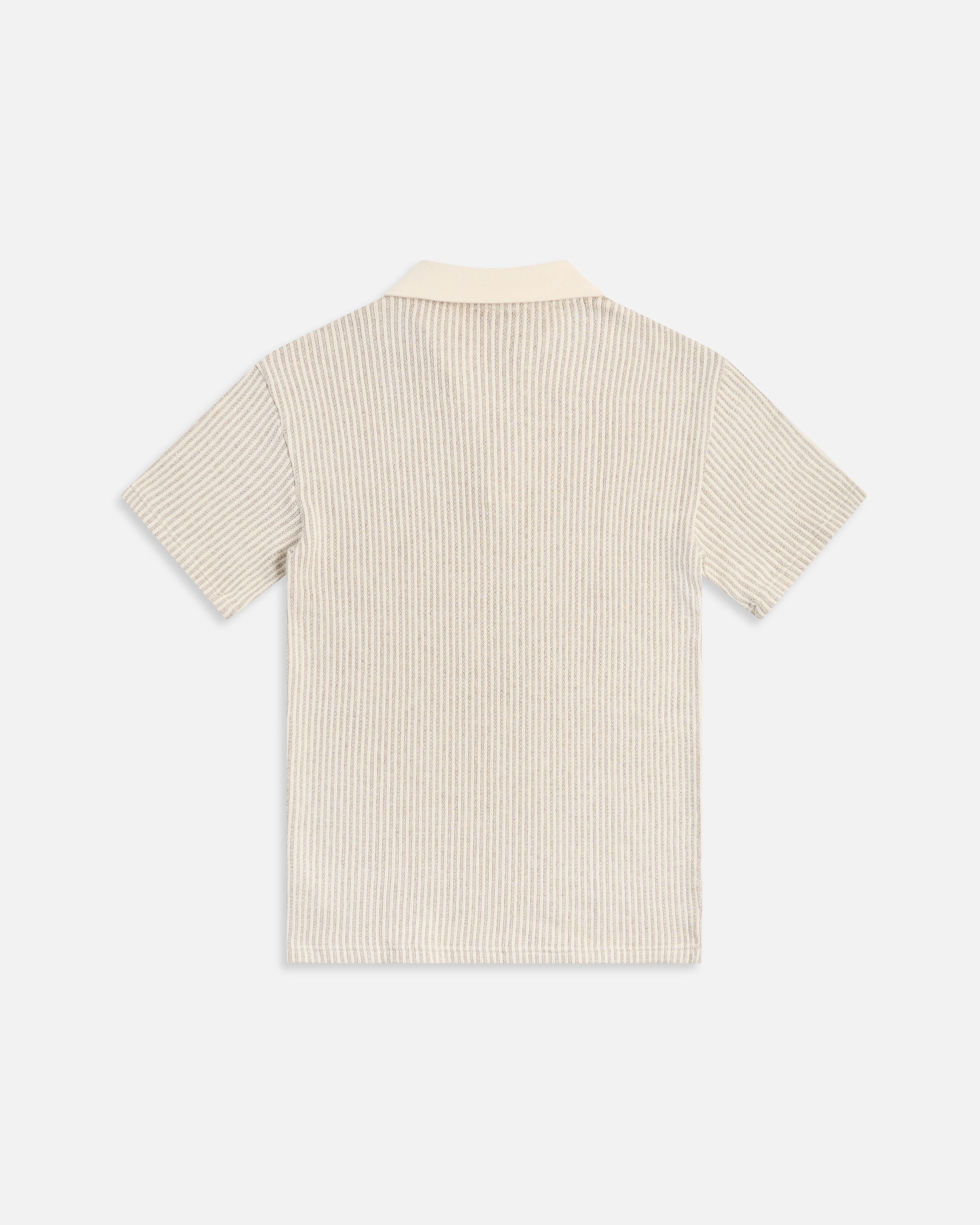 Striped Short Sleeve Polo Egret