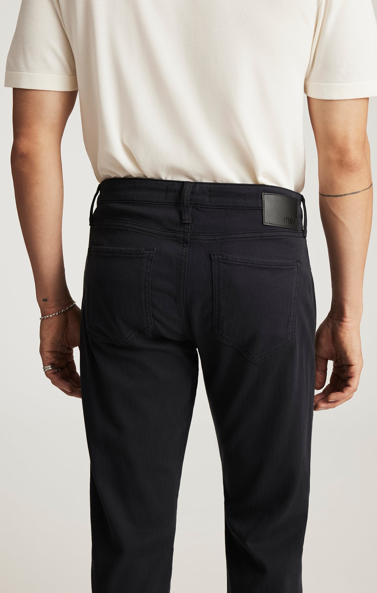 Marcus Slim Straight Leg Navy Herringbone