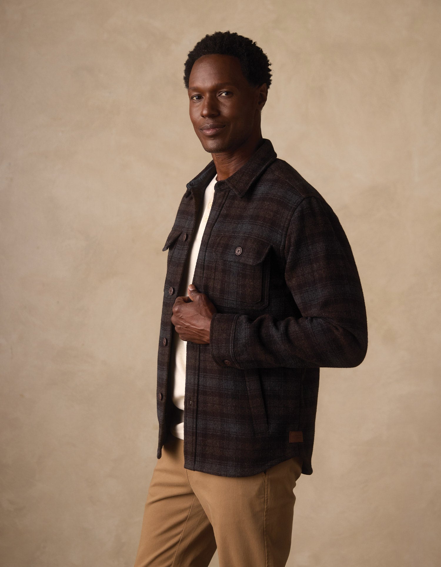 Brightside Flannel-Lined Workwear Jacket Brown Plaid