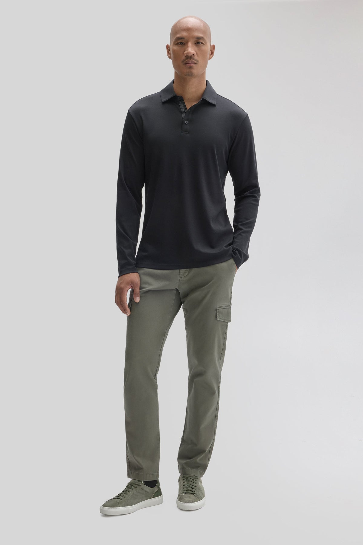 Georgia Longsleeve Herringbone Polo Black