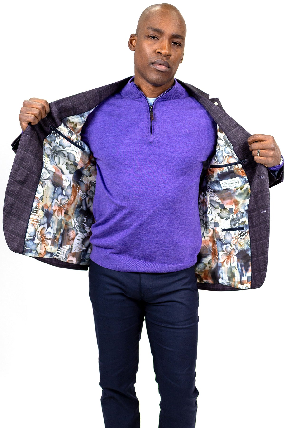 Hillsboro Cotton Knit Sport Coat Purple Windowpane