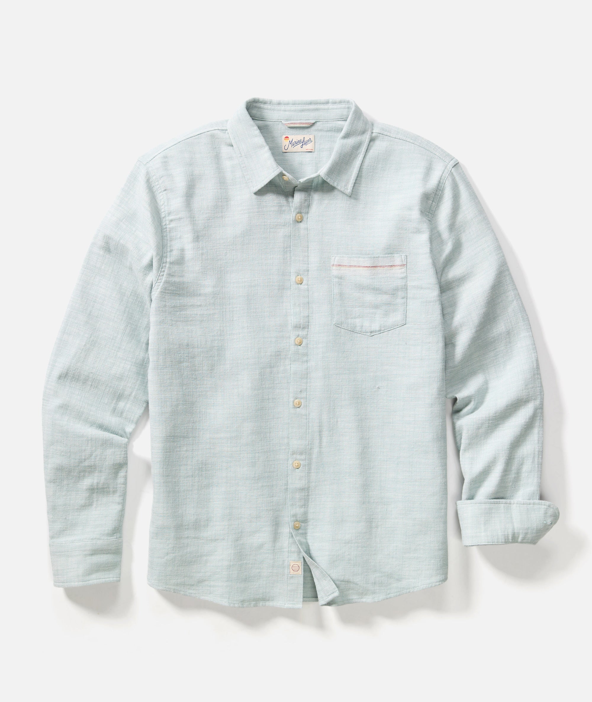 Classic Stretch Selvage Long Sleeve Shirt Aqua