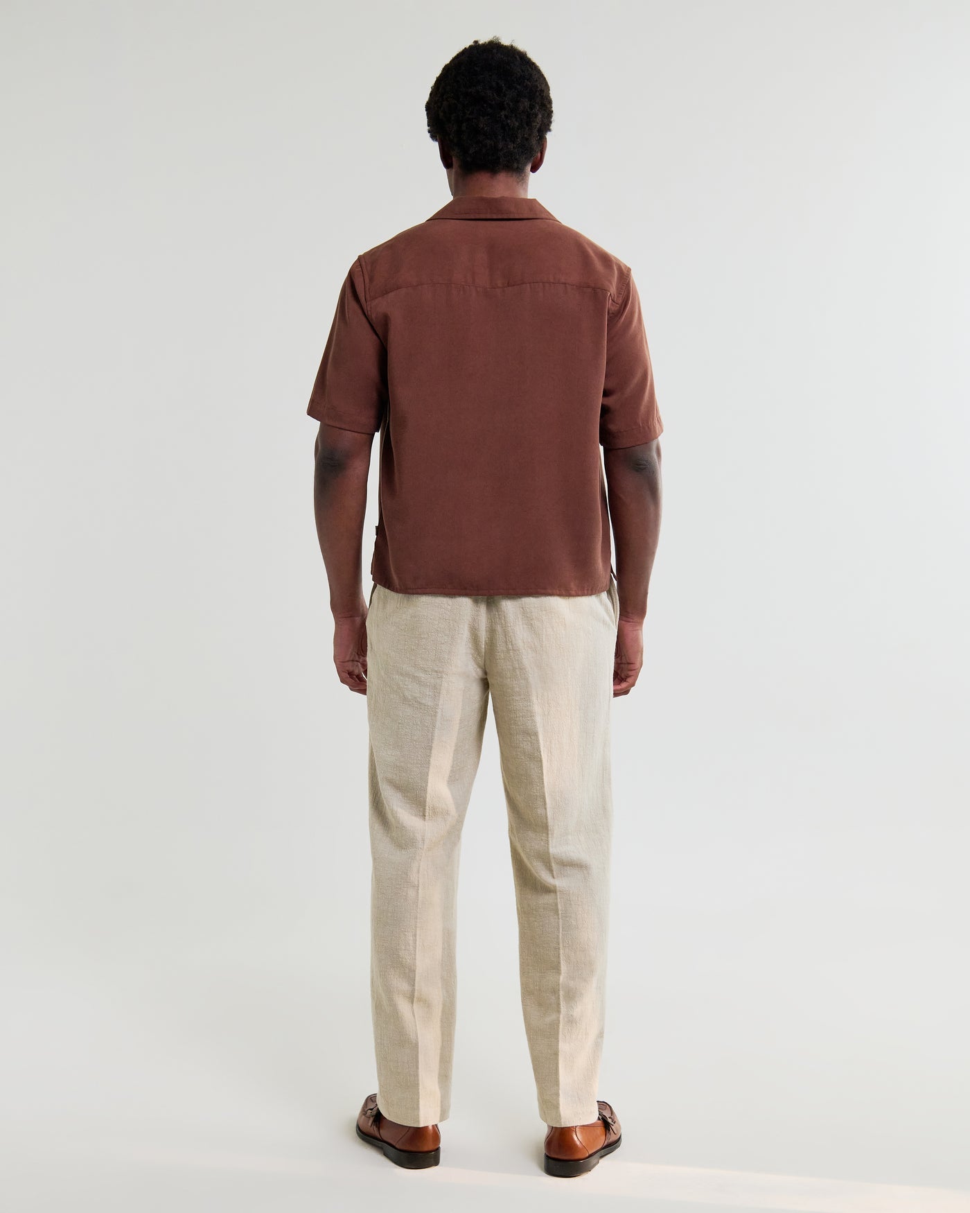 Curzon Shirt in Drapey Tencel Twill Brown