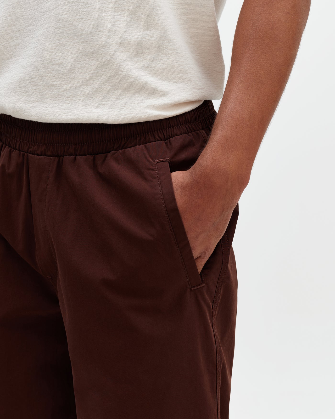 Tyne Trouser in Cotton Poplin Dark Brown