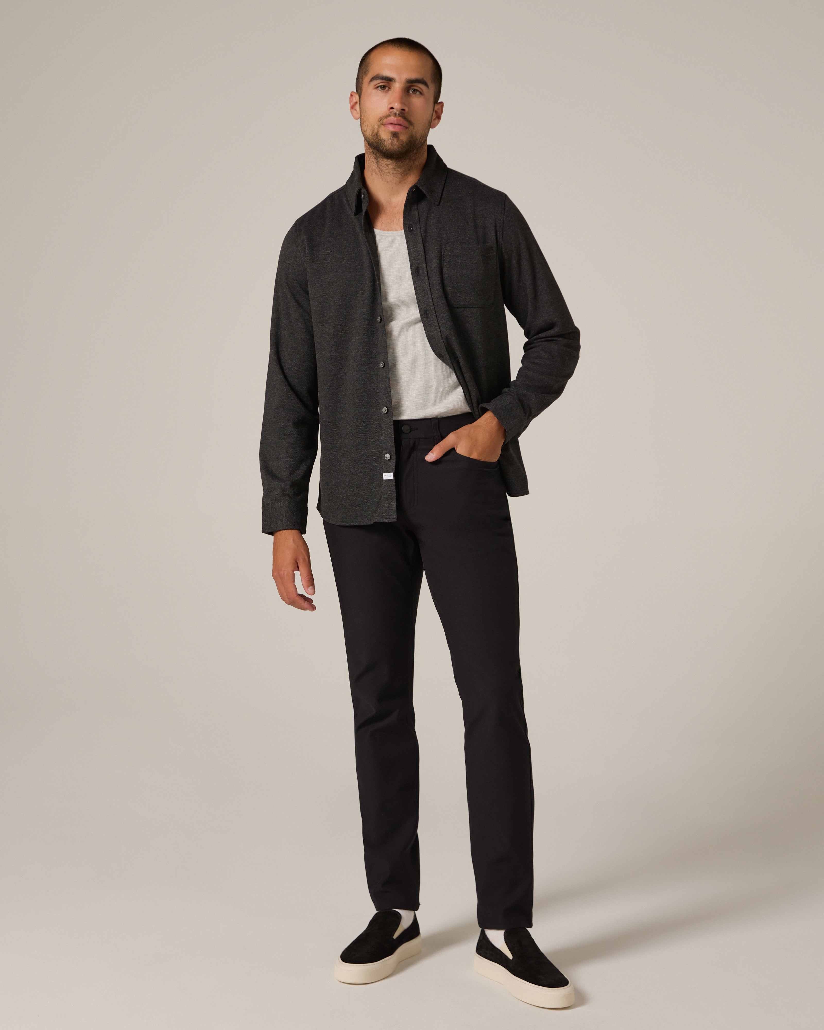 Generation Marled Knit Shirt Charcoal