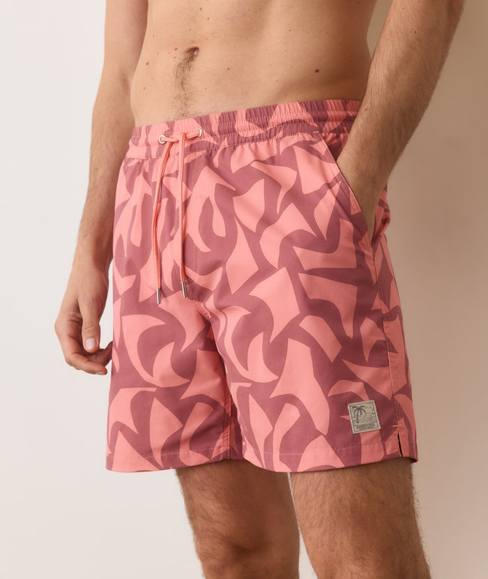 Lined Sport & Swim Short - 6" Warm Abstract Print
